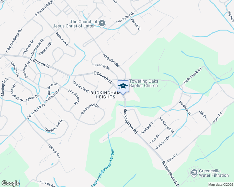 map of restaurants, bars, coffee shops, grocery stores, and more near 1920 Buckingham Road in Greeneville