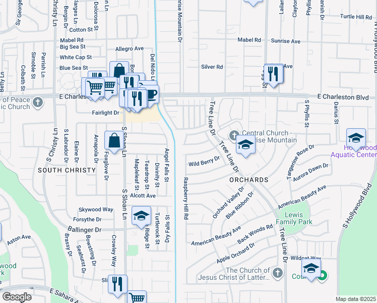 map of restaurants, bars, coffee shops, grocery stores, and more near 6032 Orange Hill Drive in Las Vegas