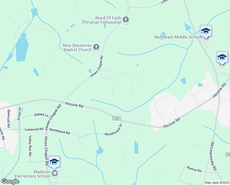 map of restaurants, bars, coffee shops, grocery stores, and more near 5580 Dwight Drive in McLeansville