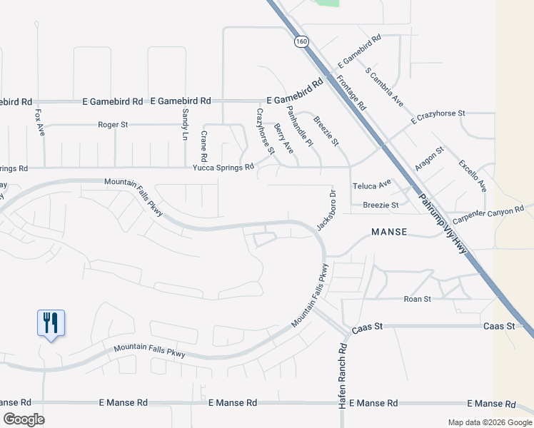 map of restaurants, bars, coffee shops, grocery stores, and more near 5715 East Victoria Falls Drive in Pahrump