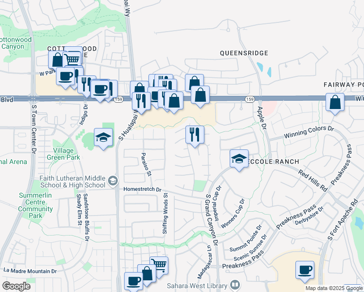 map of restaurants, bars, coffee shops, grocery stores, and more near 9740 Bootstrap in Las Vegas