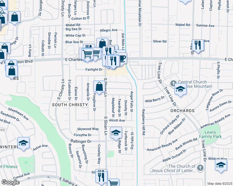 map of restaurants, bars, coffee shops, grocery stores, and more near 5892 Whispering Pines Avenue in Las Vegas