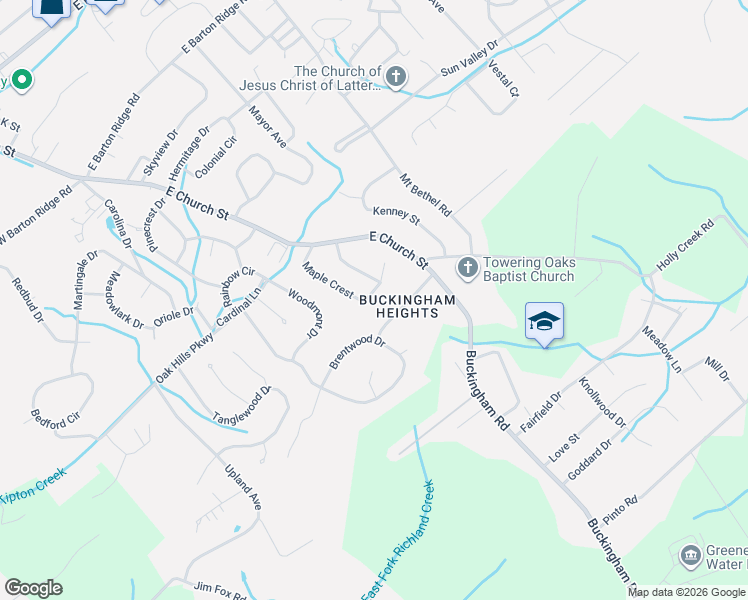 map of restaurants, bars, coffee shops, grocery stores, and more near 216 Wellington Drive in Greeneville