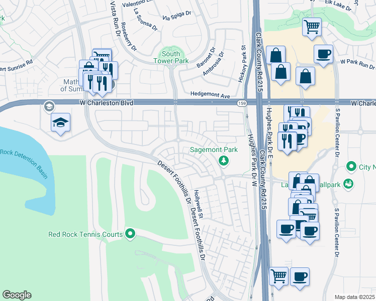 map of restaurants, bars, coffee shops, grocery stores, and more near 11422 Belmont Lake Drive in Las Vegas
