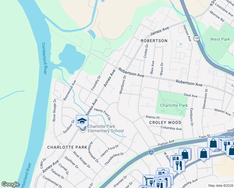 map of restaurants, bars, coffee shops, grocery stores, and more near 608 Freedom Court in Nashville