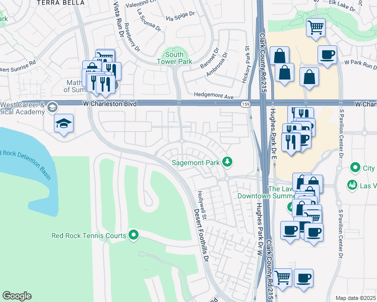 map of restaurants, bars, coffee shops, grocery stores, and more near 11428 Belmont Lake Drive in Las Vegas
