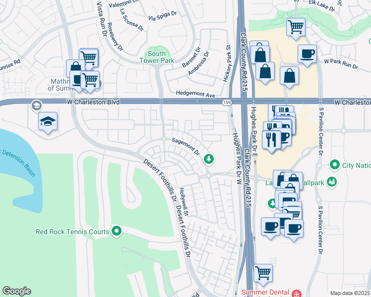 map of restaurants, bars, coffee shops, grocery stores, and more near 11392 Belmont Lake Drive in Las Vegas