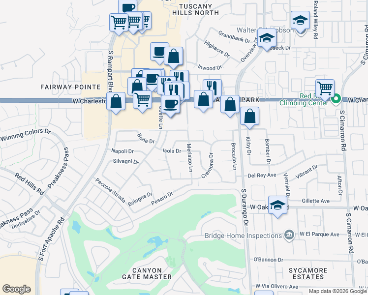 map of restaurants, bars, coffee shops, grocery stores, and more near 8713 Orvieto Drive in Las Vegas