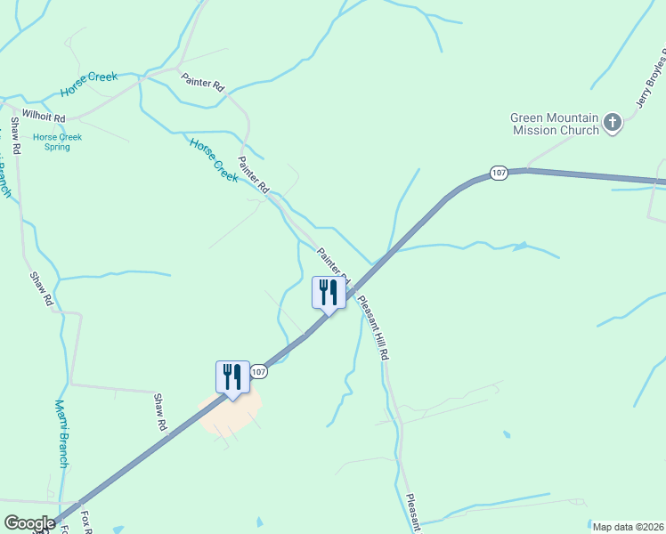 map of restaurants, bars, coffee shops, grocery stores, and more near 75 Painter Road in Chuckey