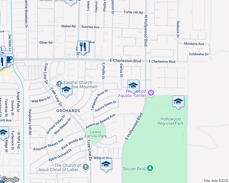 map of restaurants, bars, coffee shops, grocery stores, and more near 1437 Tangerine Rose Drive in Las Vegas