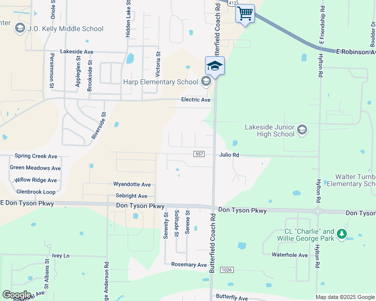 map of restaurants, bars, coffee shops, grocery stores, and more near 3141 Pinot Avenue in Springdale