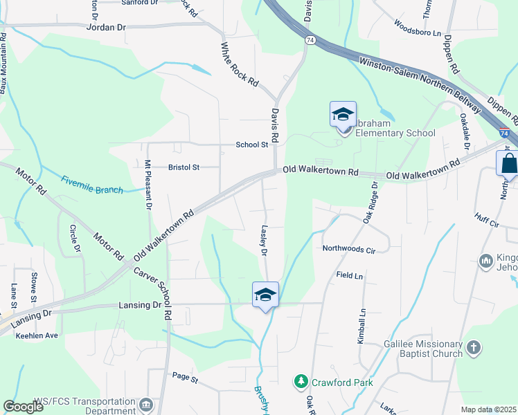 map of restaurants, bars, coffee shops, grocery stores, and more near 4650 Lasley Drive in Winston-Salem