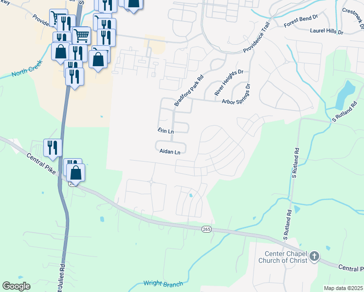 map of restaurants, bars, coffee shops, grocery stores, and more near 3102 Aidan Lane in Mount Juliet