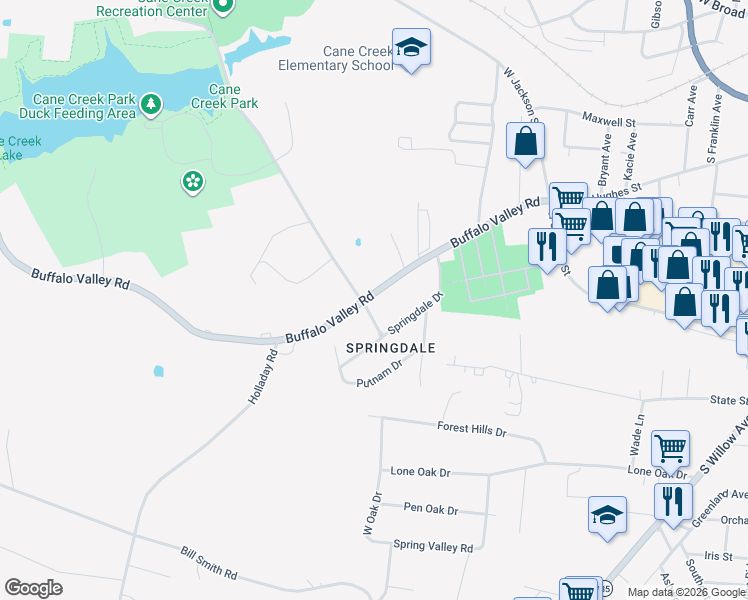 map of restaurants, bars, coffee shops, grocery stores, and more near 794 Buffalo Valley Road in Cookeville