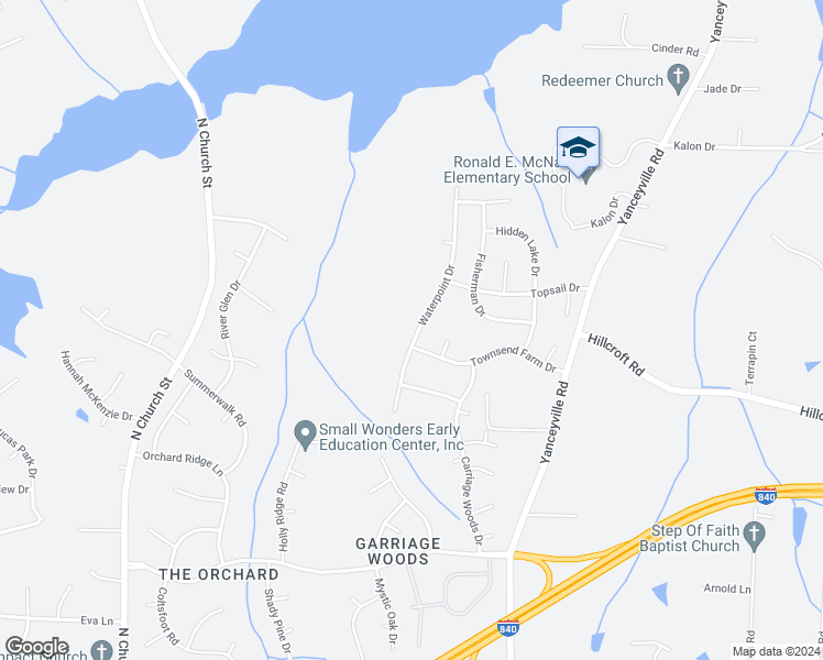 map of restaurants, bars, coffee shops, grocery stores, and more near 5605 Waterpoint Drive in Browns Summit
