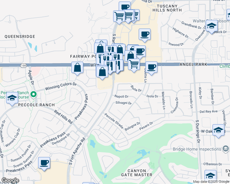 map of restaurants, bars, coffee shops, grocery stores, and more near 1416 Dolomiti Drive in Las Vegas