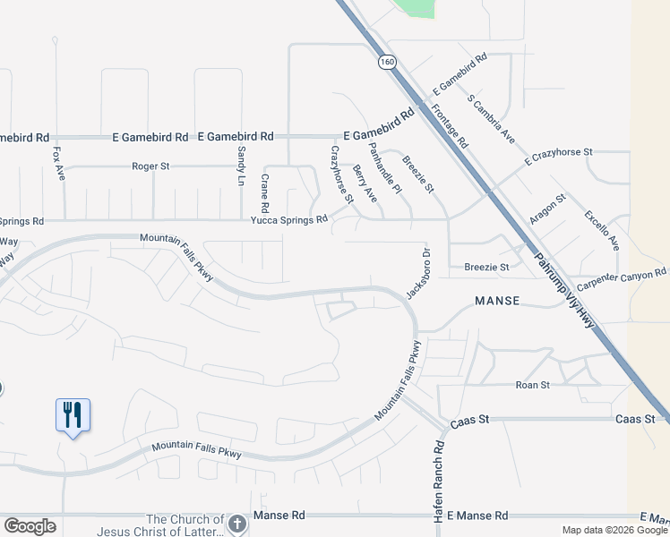 map of restaurants, bars, coffee shops, grocery stores, and more near 4349 South Angel Falls Court in Pahrump