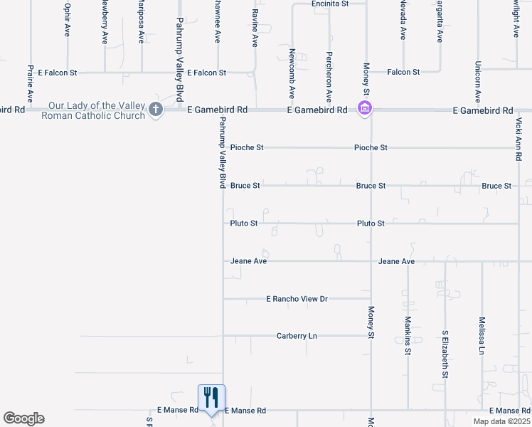 map of restaurants, bars, coffee shops, grocery stores, and more near 1140 Pluto Street in Pahrump