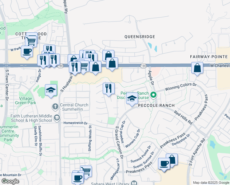map of restaurants, bars, coffee shops, grocery stores, and more near 9704 Hitching Rail Drive in Las Vegas