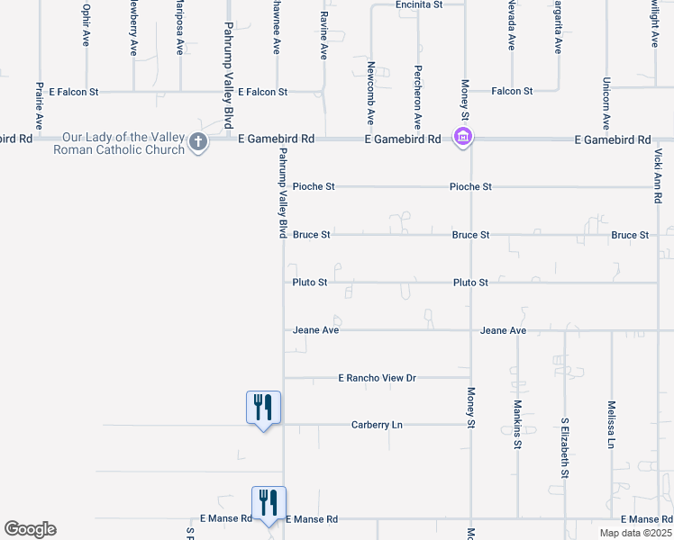 map of restaurants, bars, coffee shops, grocery stores, and more near 1140 Pluto Street in Pahrump