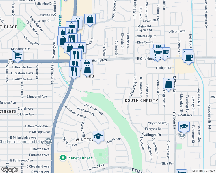 map of restaurants, bars, coffee shops, grocery stores, and more near 5389 Signet Court in Las Vegas