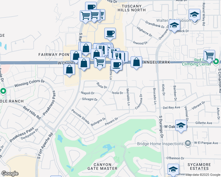 map of restaurants, bars, coffee shops, grocery stores, and more near 1416 Lucaccini Lane in Las Vegas