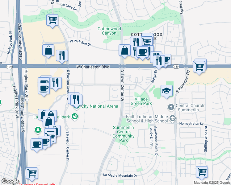 map of restaurants, bars, coffee shops, grocery stores, and more near 1350 Spruce Park Drive in Las Vegas