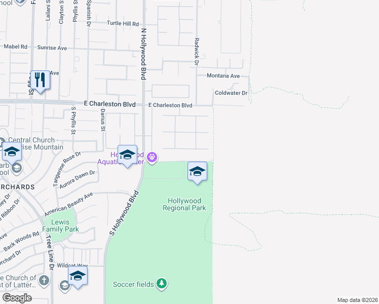 map of restaurants, bars, coffee shops, grocery stores, and more near 6929 East Cedar Basin Avenue in Las Vegas