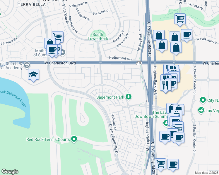 map of restaurants, bars, coffee shops, grocery stores, and more near 11355 Gravitation Drive in Las Vegas