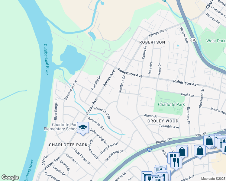 map of restaurants, bars, coffee shops, grocery stores, and more near 608 Freedom Court in Nashville