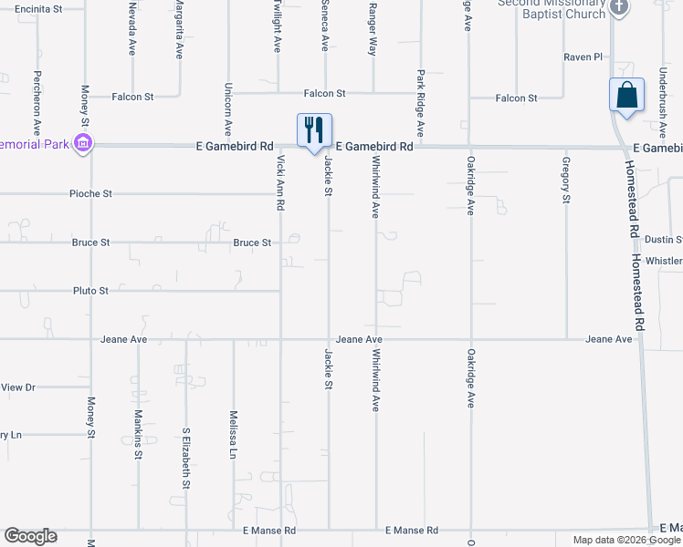 map of restaurants, bars, coffee shops, grocery stores, and more near 4301 Jackie Street in Pahrump