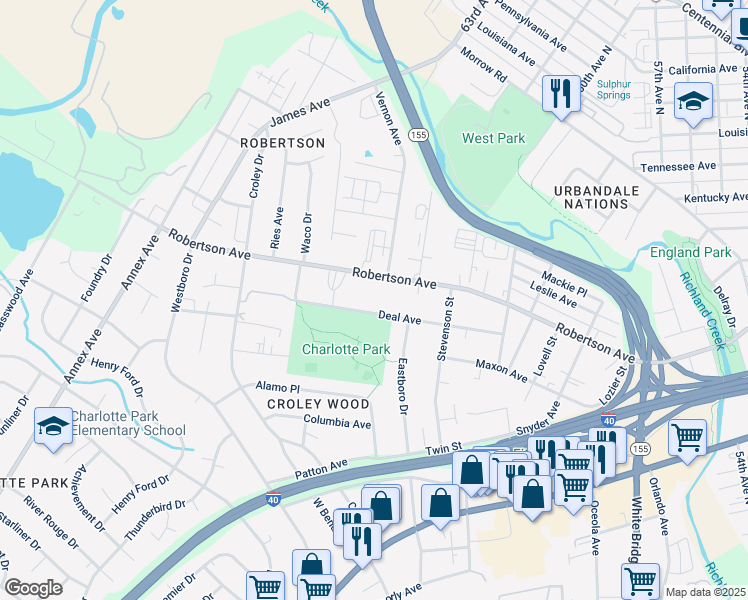 map of restaurants, bars, coffee shops, grocery stores, and more near 6026 Deal Avenue in Nashville