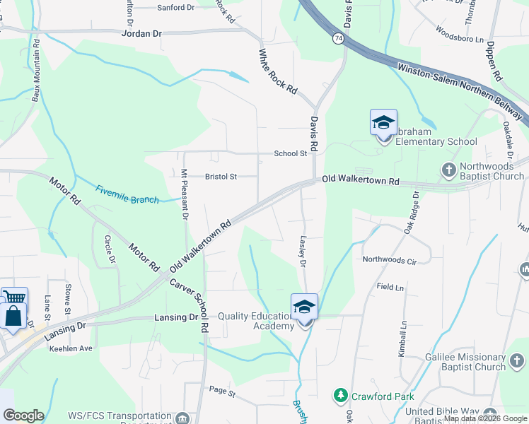map of restaurants, bars, coffee shops, grocery stores, and more near 4891 Doris Street in Winston-Salem