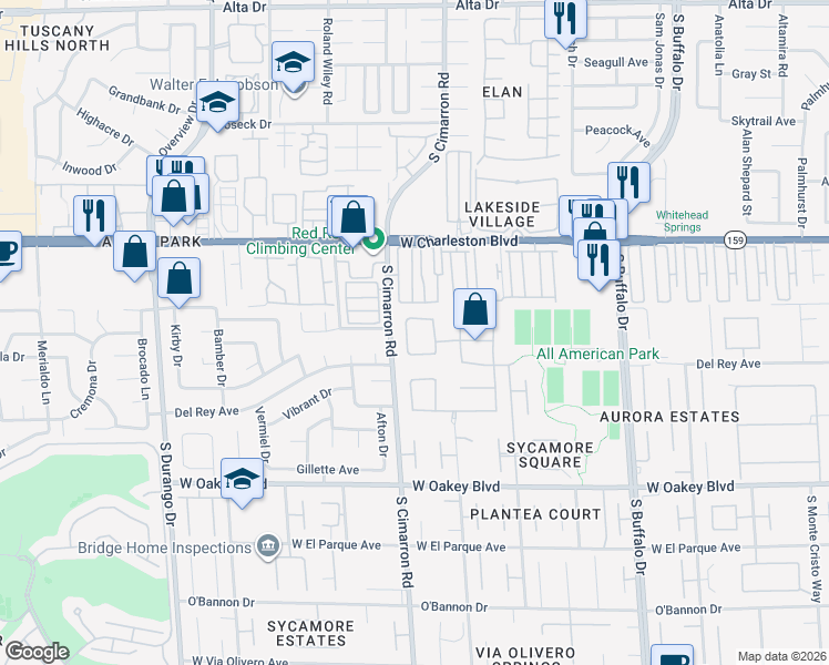 map of restaurants, bars, coffee shops, grocery stores, and more near 1400 Kingdom Street in Las Vegas