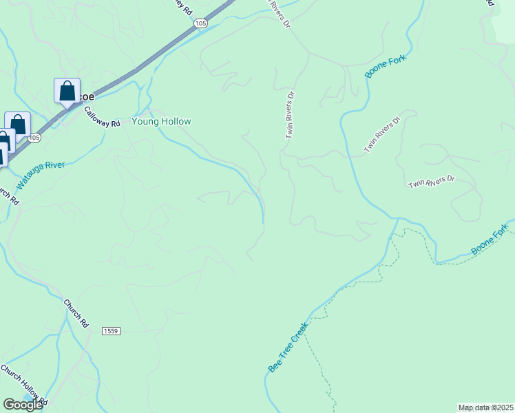map of restaurants, bars, coffee shops, grocery stores, and more near 131 Fox Cove Road North in Boone