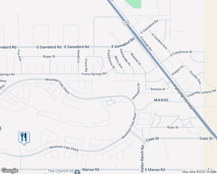 map of restaurants, bars, coffee shops, grocery stores, and more near 4333 South Angel Falls Court in Pahrump