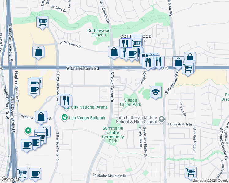 map of restaurants, bars, coffee shops, grocery stores, and more near 10496 Heritage Park Avenue in Las Vegas