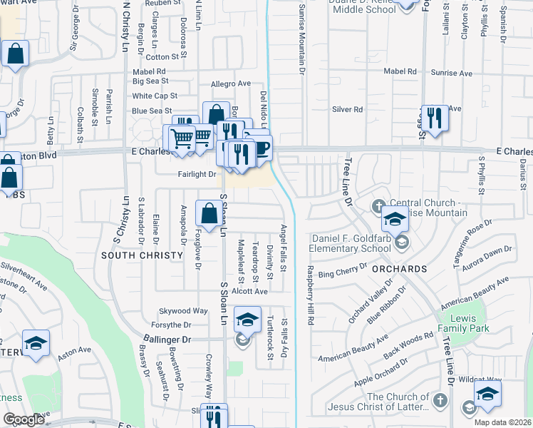 map of restaurants, bars, coffee shops, grocery stores, and more near 5905 Autumn Harvest Avenue in Las Vegas