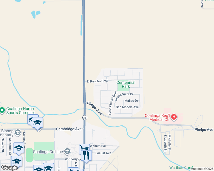map of restaurants, bars, coffee shops, grocery stores, and more near 1971 Hacienda Drive in Coalinga