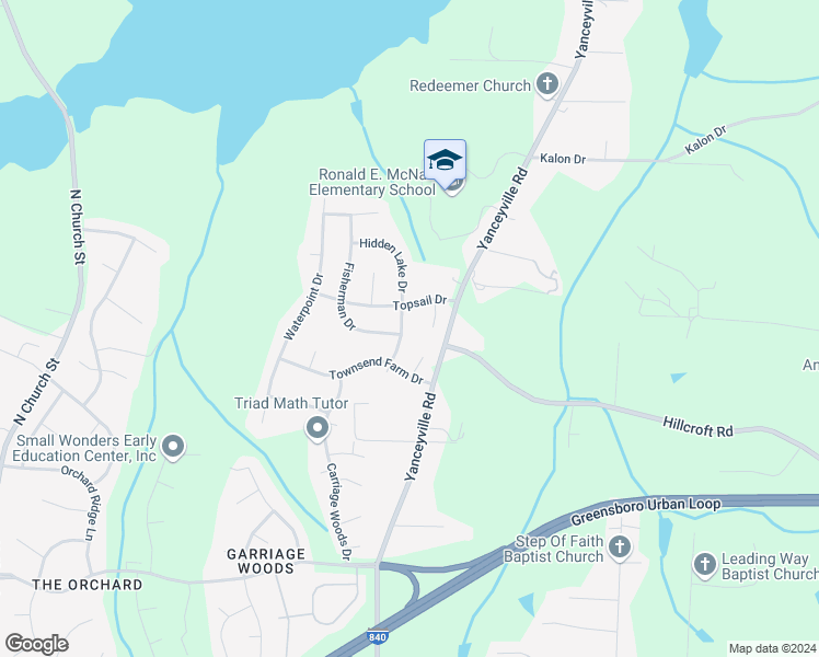 map of restaurants, bars, coffee shops, grocery stores, and more near 5612 Hidden Lake Drive in Browns Summit