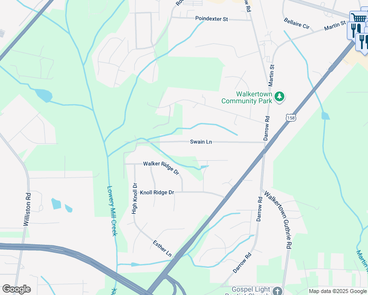 map of restaurants, bars, coffee shops, grocery stores, and more near 4710 Swain Ln in Walkertown