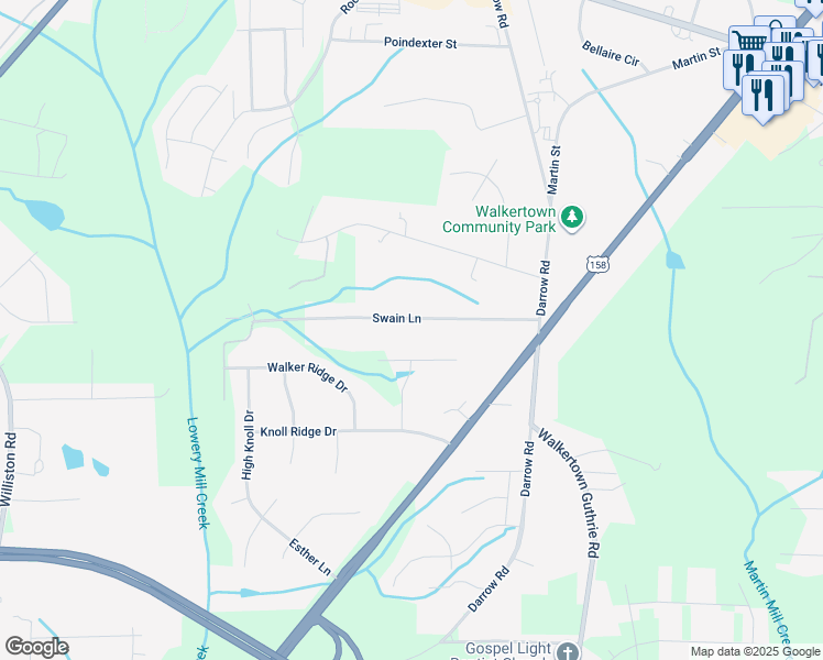 map of restaurants, bars, coffee shops, grocery stores, and more near 4670 Swain Ln in Walkertown
