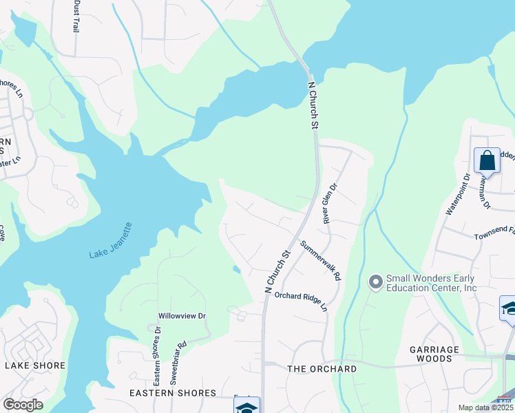 map of restaurants, bars, coffee shops, grocery stores, and more near 4 Harbor Glen Court in Greensboro