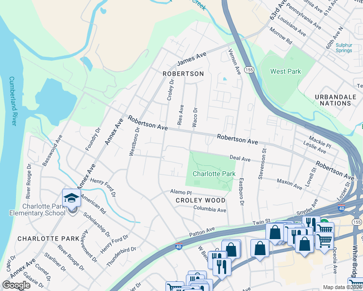 map of restaurants, bars, coffee shops, grocery stores, and more near 616 Croley Drive in Nashville