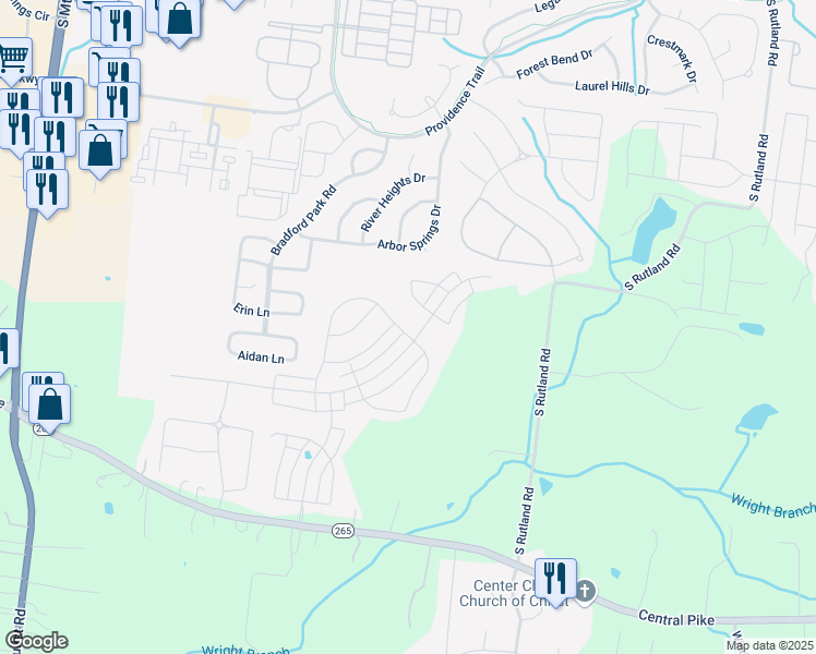 map of restaurants, bars, coffee shops, grocery stores, and more near 1506 Sylvan Park Court in Mount Juliet