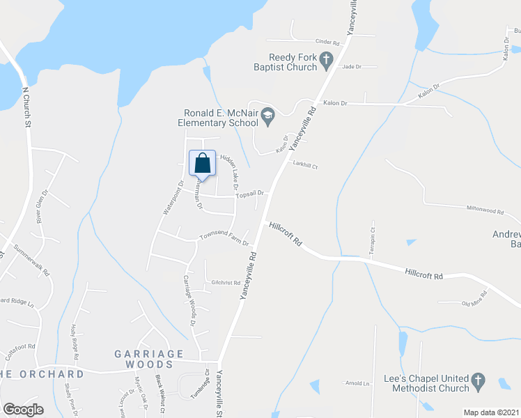 map of restaurants, bars, coffee shops, grocery stores, and more near 5604 Topsail Court in Browns Summit