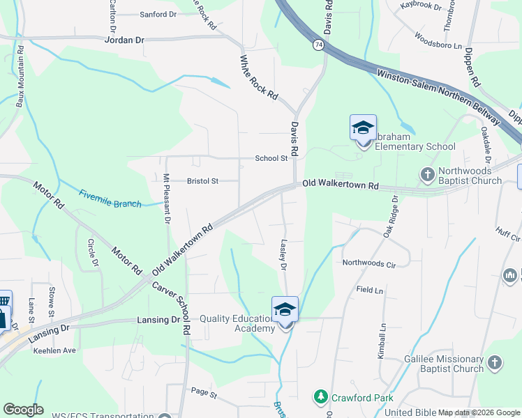 map of restaurants, bars, coffee shops, grocery stores, and more near 4905 Doris Street in Winston Salem