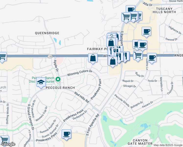 map of restaurants, bars, coffee shops, grocery stores, and more near 1328 Sun Copper Drive in Las Vegas