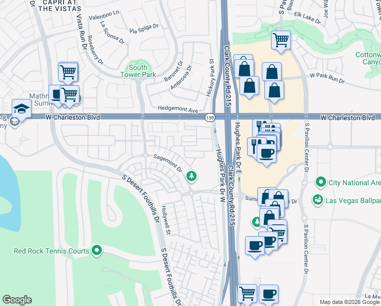 map of restaurants, bars, coffee shops, grocery stores, and more near 11323 Gravitation Drive in Las Vegas