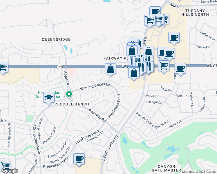 map of restaurants, bars, coffee shops, grocery stores, and more near 1328 Sun Copper Drive in Las Vegas